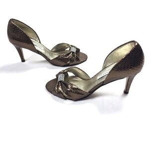 Caparros‎ Copper Faux Snakeskin Embellished Heels